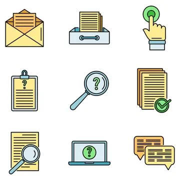 Request online form icons set vector color Stock Illustration