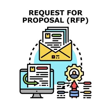 Request for proposal concept sending business documents Stock Illustration
