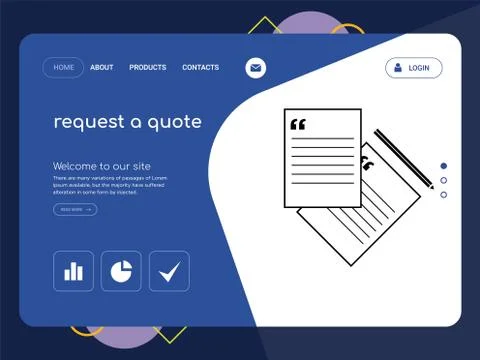 Request a quote Landing page website template design Free Stock Illustration