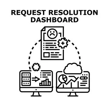 Request resolution dashboard analyzing data and feedback Stock Illustration