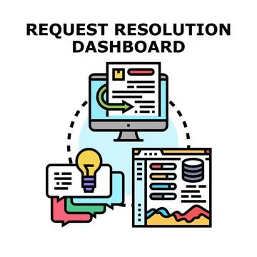 Request resolution dashboard analyzing problem management solutions Stock Illustration