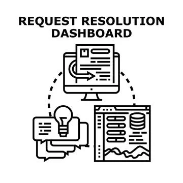 Request resolution dashboard analyzing problem management solutions Stock Illustration