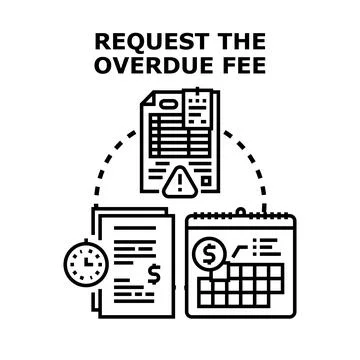 Requesting overdue fee payment with reminder notice Stock Illustration