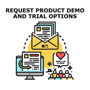 Requesting product demo and trial options online Stock Illustration
