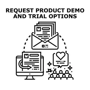 Requesting product demo and trial options online Stock Illustration