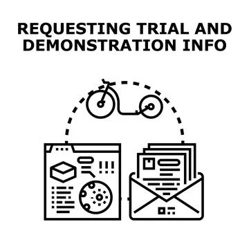 Requesting trial and demonstration information process illustration Illustrazione stock