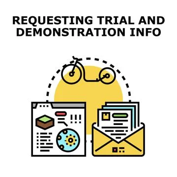 Requesting trial and demonstration information process illustration Ilustração Stock
