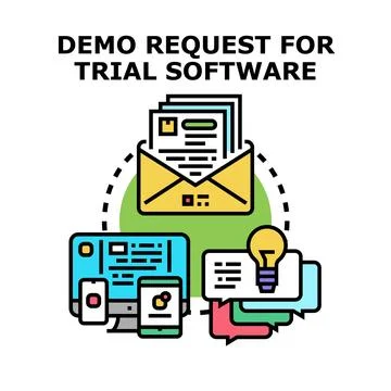 Requesting trial software demo across digital devices イラスト素材