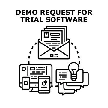Requesting trial software demo across digital devices Stock Illustration