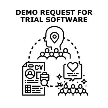 Requesting trial software demo for user evaluation Illustrazione stock