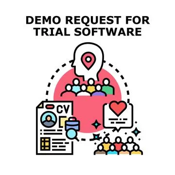 Requesting trial software demo for user evaluation Stock Illustration