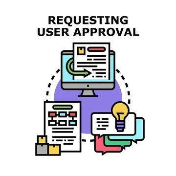 Requesting user approval process for document workflow Stock-Illustration