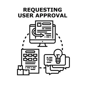 Requesting user approval process for document workflow Stock Illustration