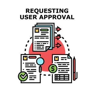 Requesting user approval process for documents application Stock Illustration