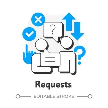 Requests flat outline concept icon Illustrazione stock