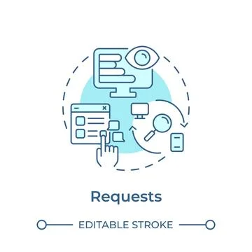 Requests soft blue concept icon Stock Illustration