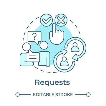 Requests soft blue concept icon Stock Illustration