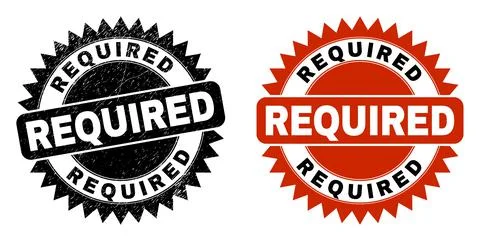 REQUIRED Black Rosette Seal with Corroded Style Stock Illustration
