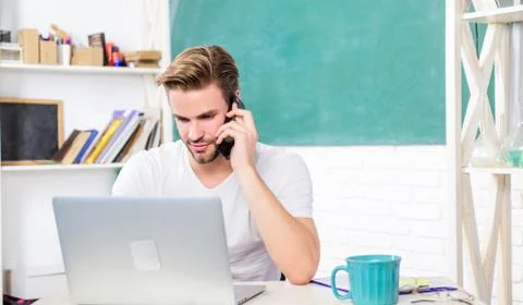 Required knowledge. Student learn programming language. Youth demand modern Foto stock