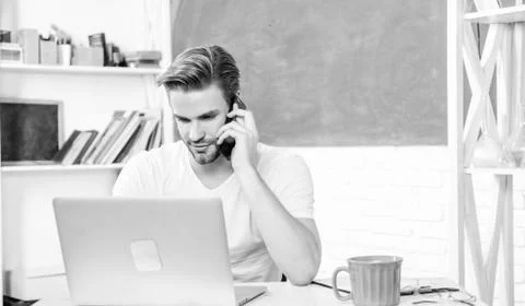 Required knowledge. Student learn programming language. Youth demand modern 库存照片