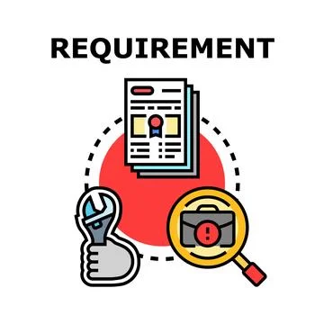 Requirement analysis, solution, development and compliance concept Stockillustratie