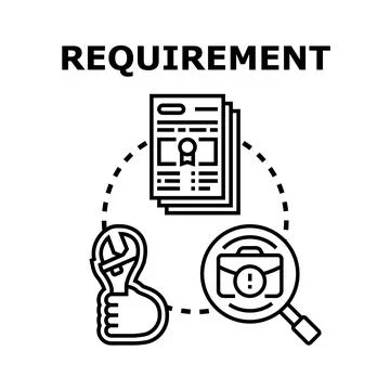 Requirement analysis, solution, development and compliance concept 스톡 일러스트
