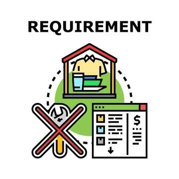 Requirement concept with needs, services, and tasks list Illustrazione stock