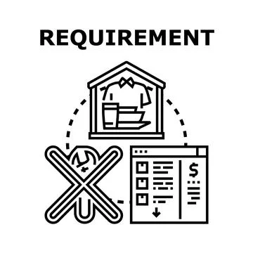 Requirement concept with needs, services, and tasks list Illustrazione stock