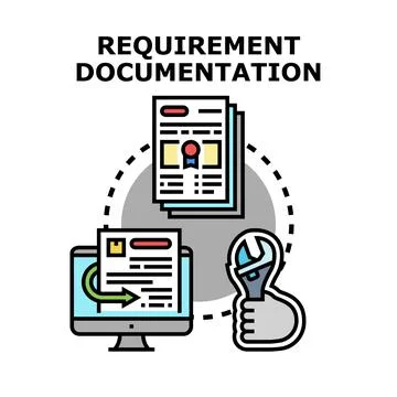 Requirement documentation development process for project management Stock Illustration