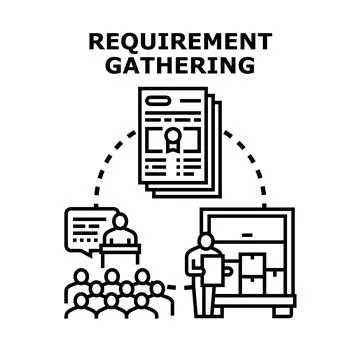 Requirement gathering process for business development project Stock Illustration