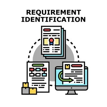 Requirement identification process analyzing business needs Stock Illustration