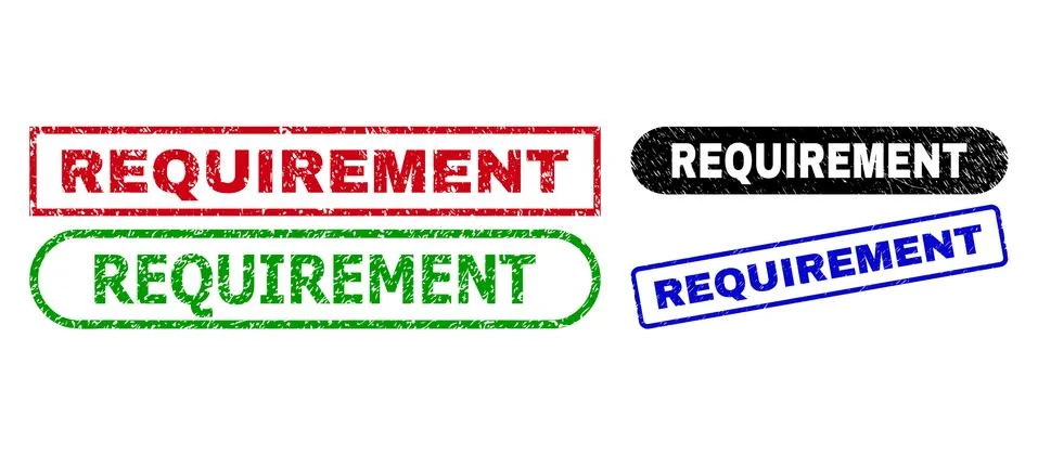 REQUIREMENT Rectangle Seals with Grunged Texture Stock Illustration