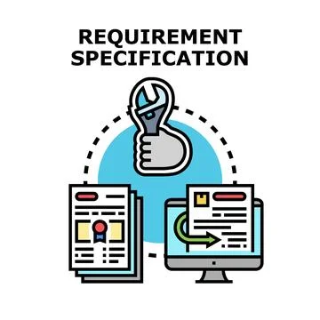 Requirement specification concept developing new project documentation Stock Illustration