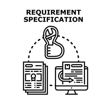 Requirement specification concept developing new project documentation Stock Illustration