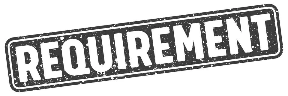 Requirement stamp. requirement black rectangular grunge stamp on transparen.. Stock Illustration
