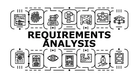 Requirements analysis banner icon vector illustration Ilustração Stock