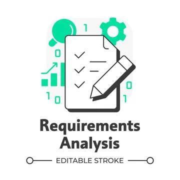 Requirements analysis flat outline concept icon Illustrazione stock