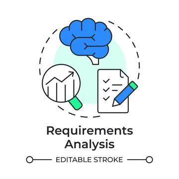 Requirements analysis multi color concept icon Stock Illustration