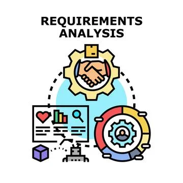 Requirements analysis process planning and data management Illustrazione stock
