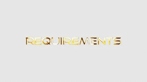 Requirements gold text shine loop on black abstract background Stock Footage 256792449