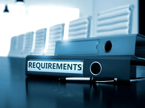 Requirements on Office Folder. Toned Image. 3D Stock Illustration
