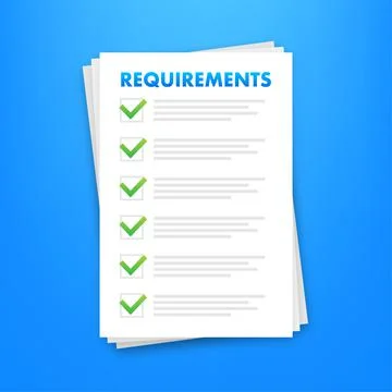 Requirements specifications document. Describing user task in document. Vector Illustrazione stock