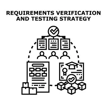 Requirements verification and testing strategy development process Stock Illustration