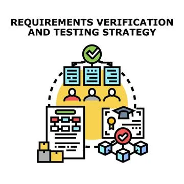 Requirements verification and testing strategy development process Stock Illustration