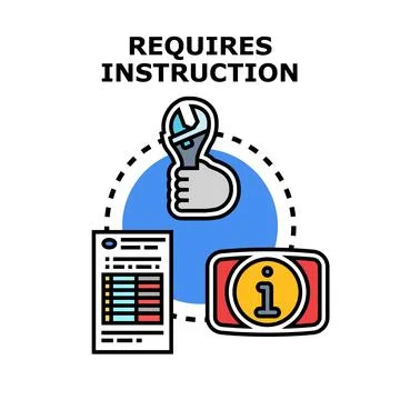 Requires instruction concept for technical support Stock Illustration