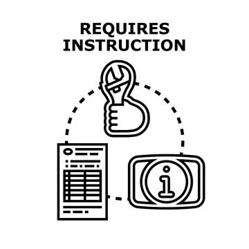 Requires instruction concept for technical support Stock Illustration