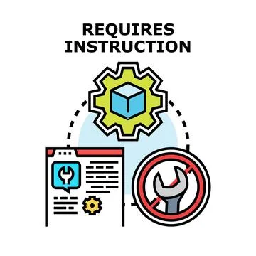 Requires instruction working process concept illustration Stock Illustration