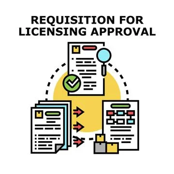 Requisitioning licensing approval for business operation process Stockillustratie