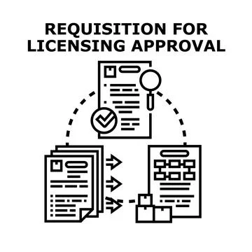 Requisitioning licensing approval for business operation process 스톡 일러스트