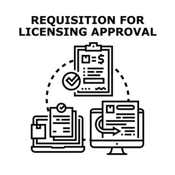 Requisitioning licensing approval process document workflow Stock-Illustration